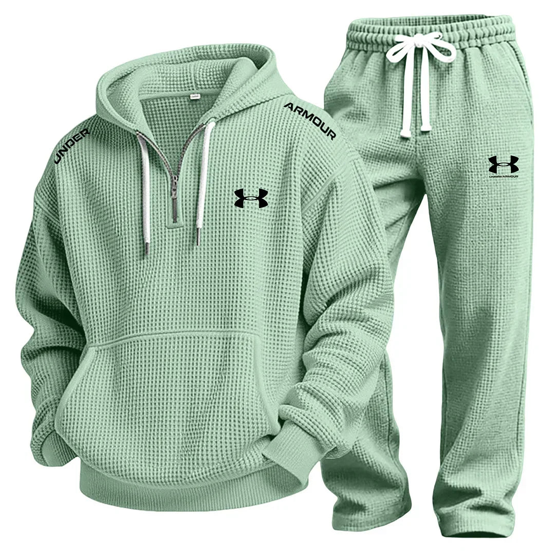 Prestandaset med Våffelstickad Hoodie och Joggingbyxa - Utförsäljning