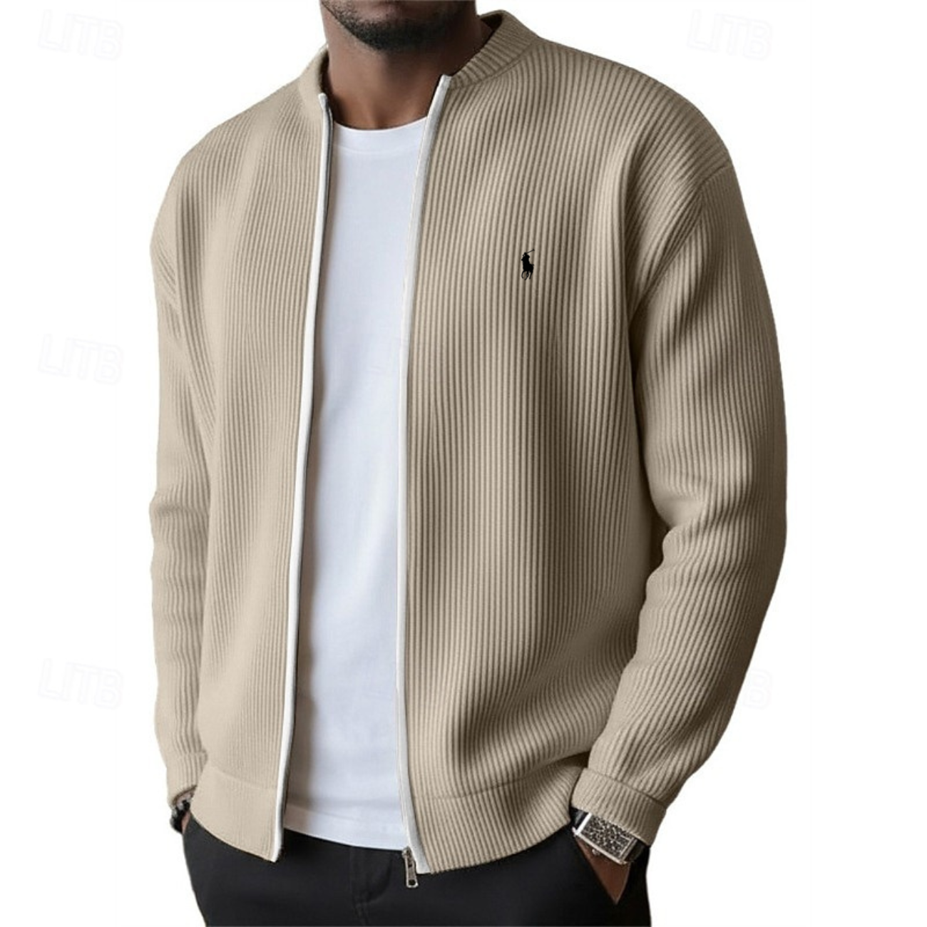 2026 Herrens Ribbade Zip-Up Tröja - Utförsäljning