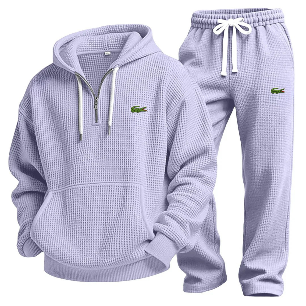 Prestandaset med Våffelstickad Hoodie och Joggingbyxa - Utförsäljning