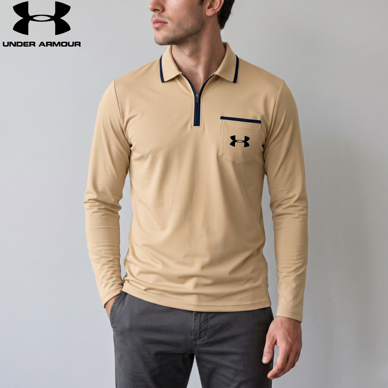 Quarter-Zip Långärmad Polo || Utförsäljning