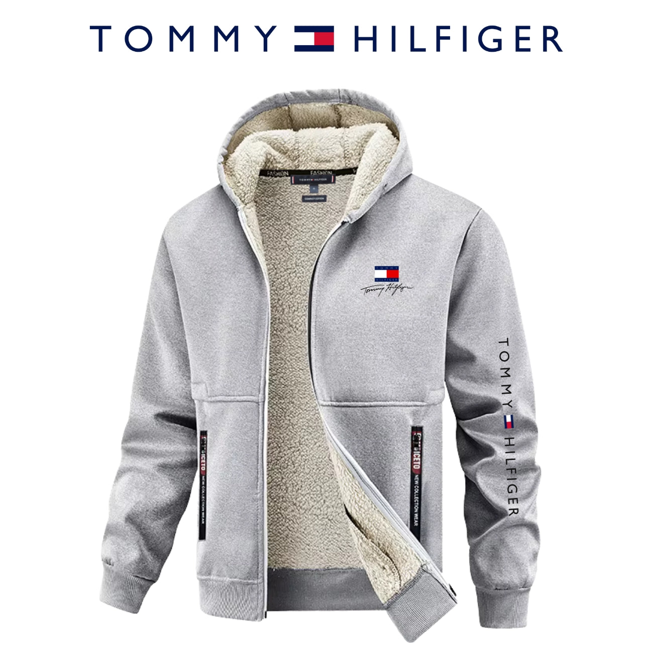 Zip-hoodie med sherpa-foder || Utförsäljning
