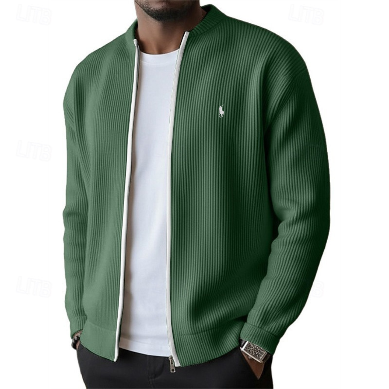 2026 Herrens Ribbade Zip-Up Tröja - Utförsäljning