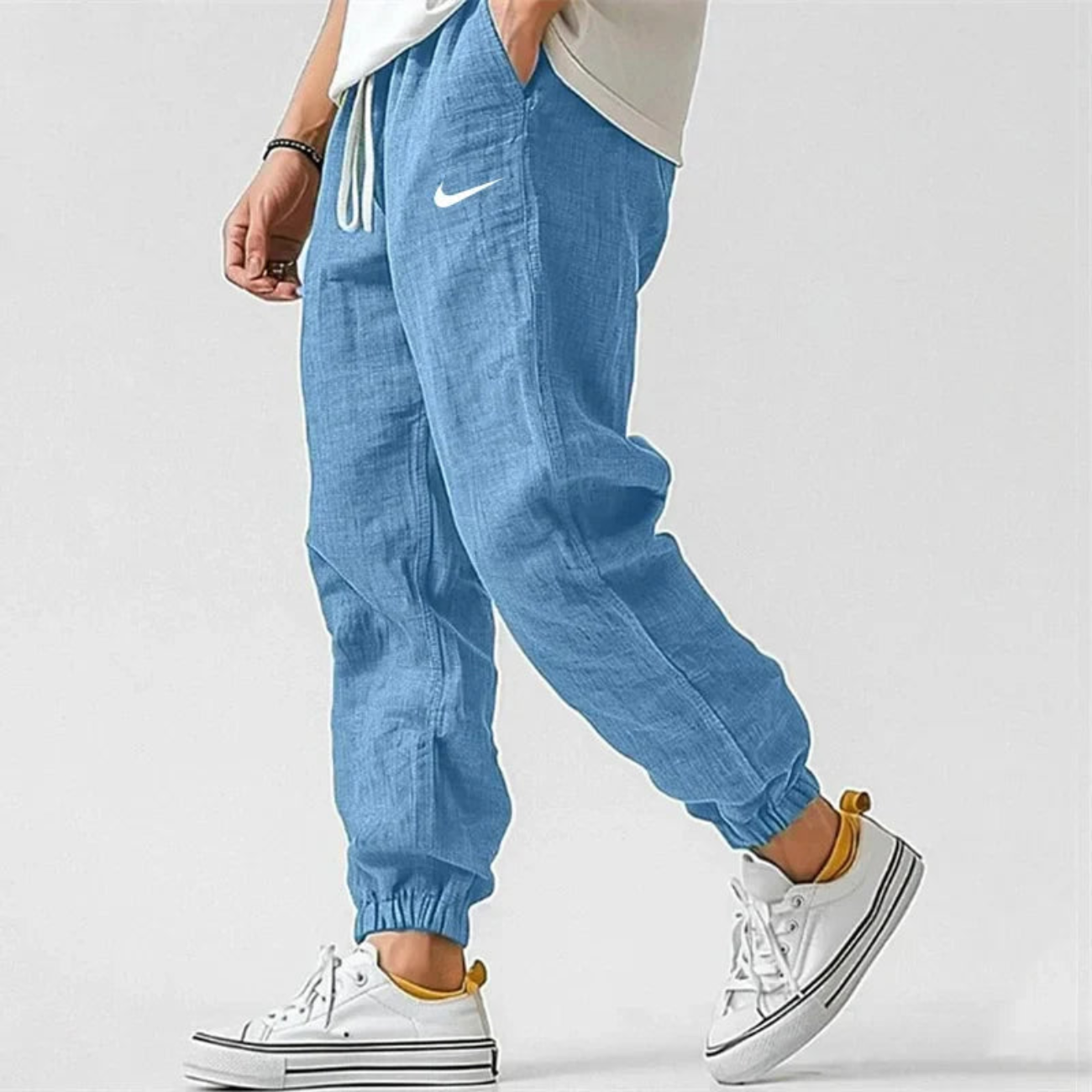 Relaxed Fit Linne Joggerbyxor - Utförsäljning