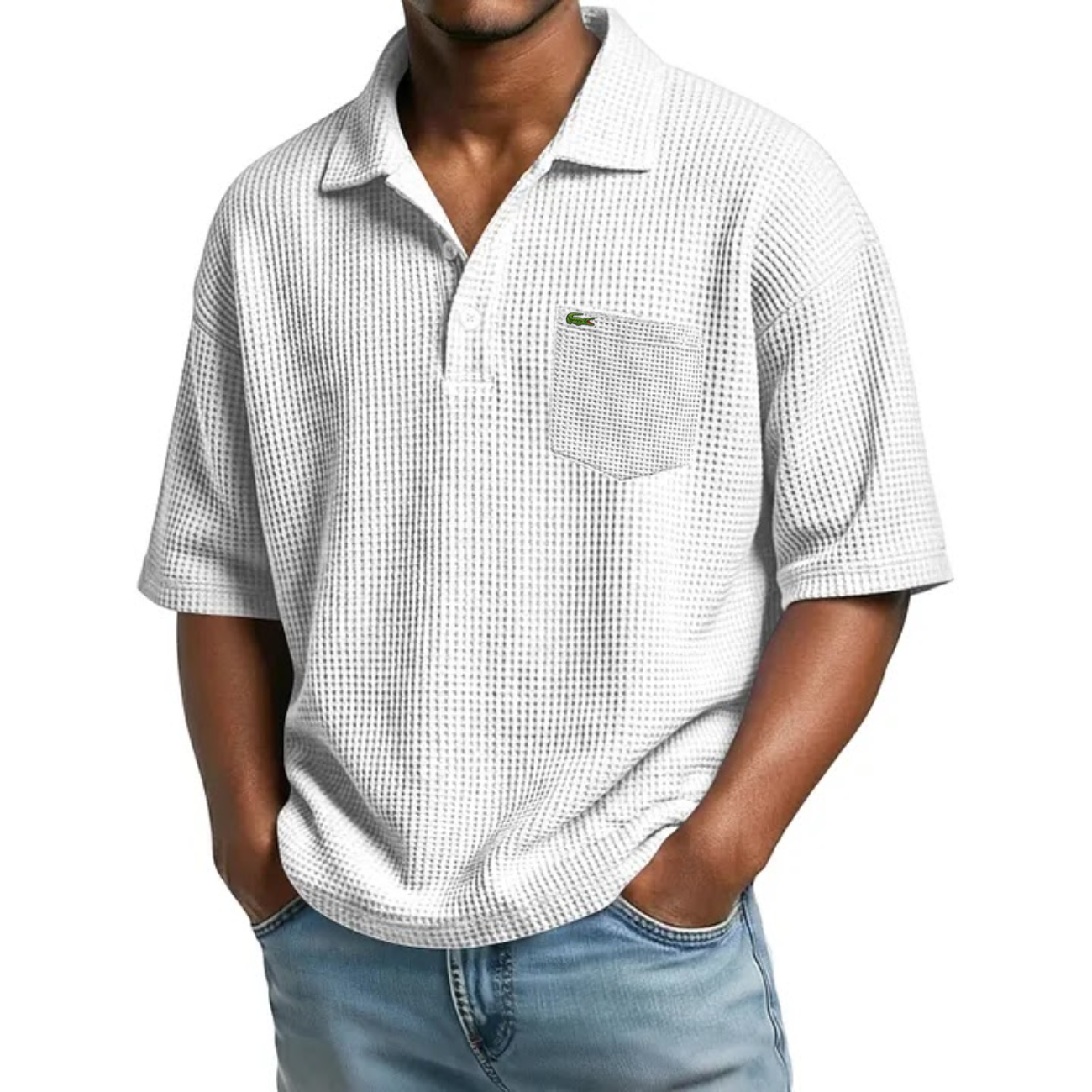 Texturerad Kortärmad Polo - Utförsäljning
