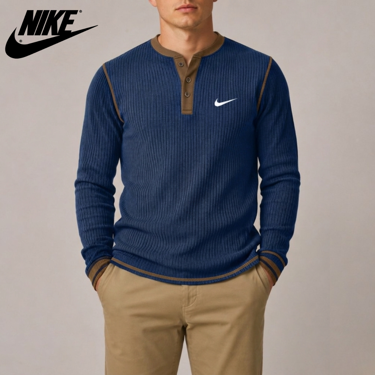 Ribbstickad Henley || Utförsäljning