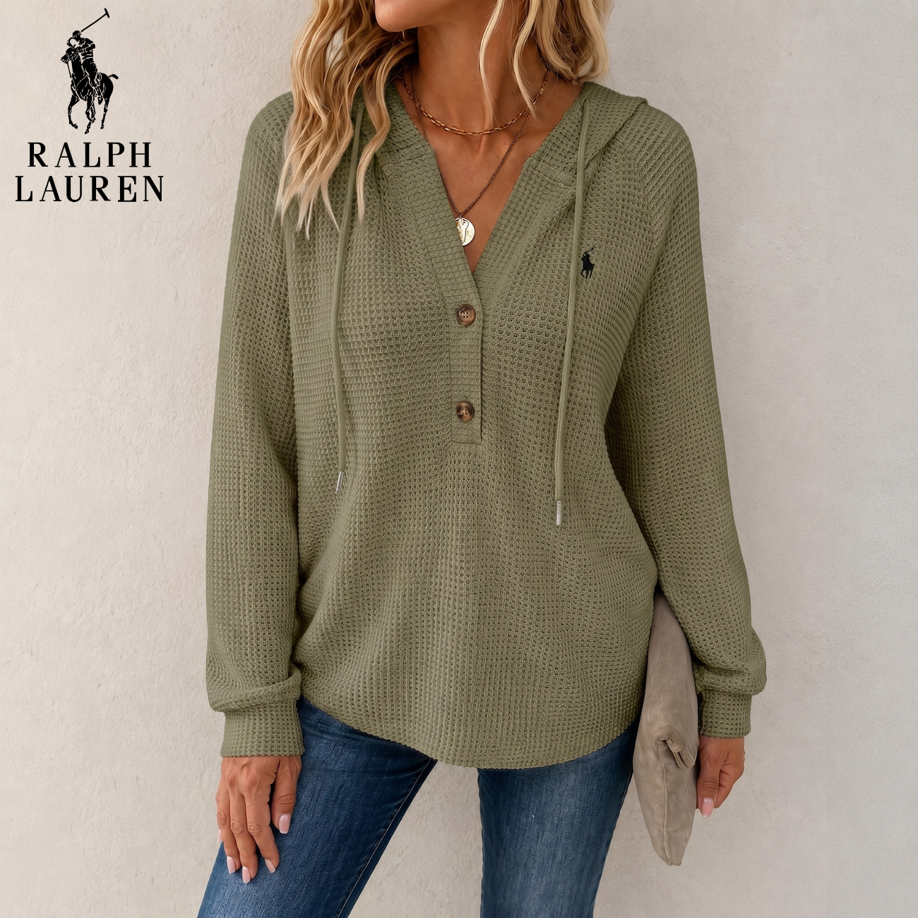 Mysig Vaffelmönstrad Pullover || Utförsäljning