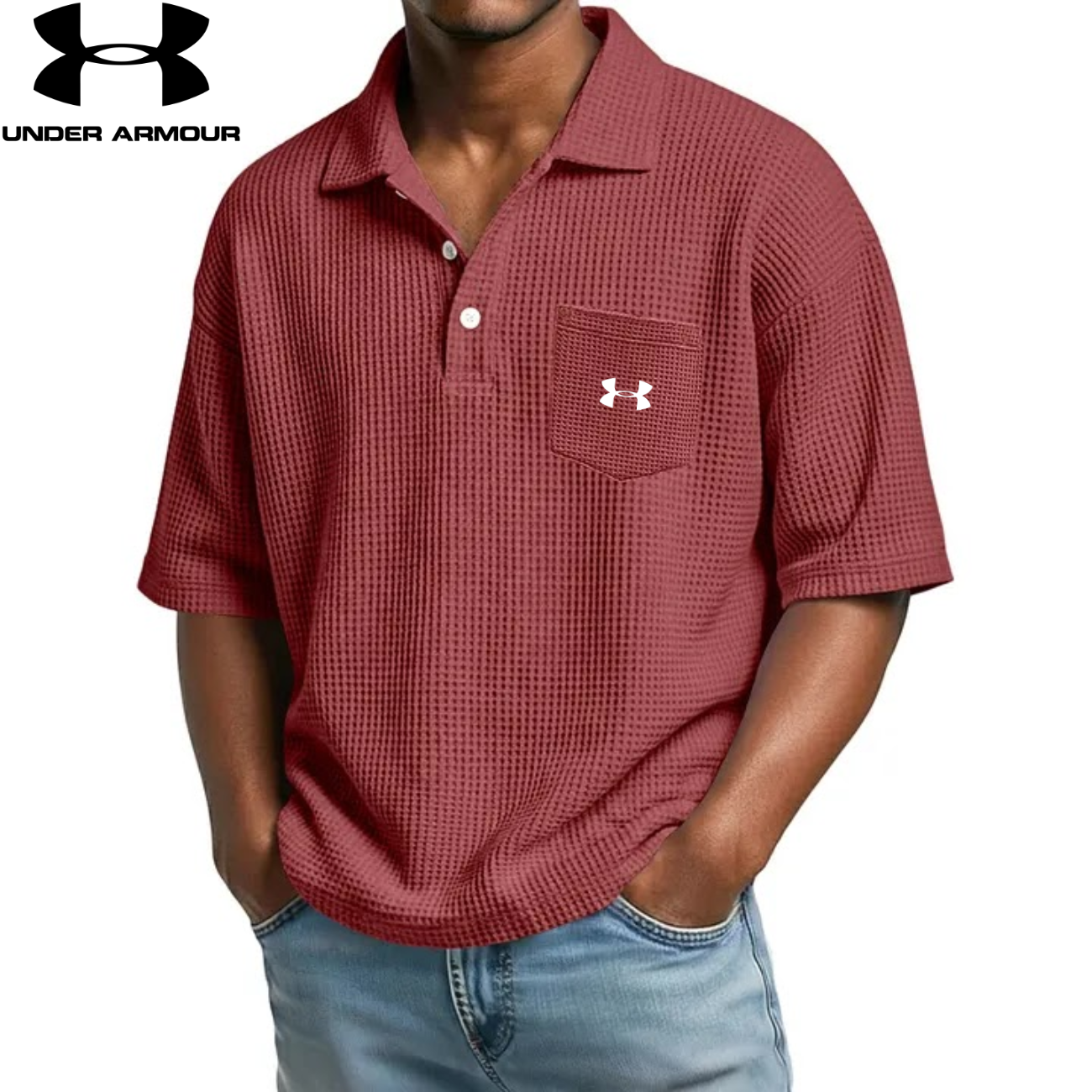 Texturerad Kortärmad Polo || Utförsäljning