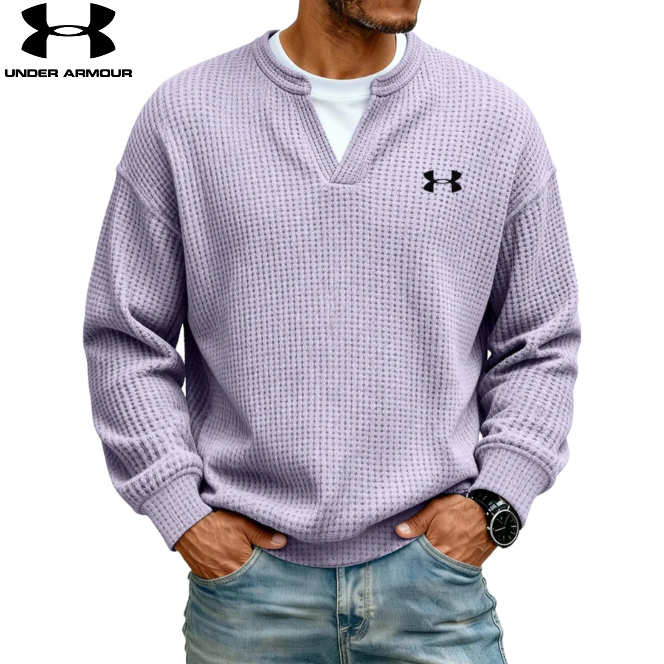 Strukturerad V-ringad Sweatshirt || UTFÖRSÄLJNING