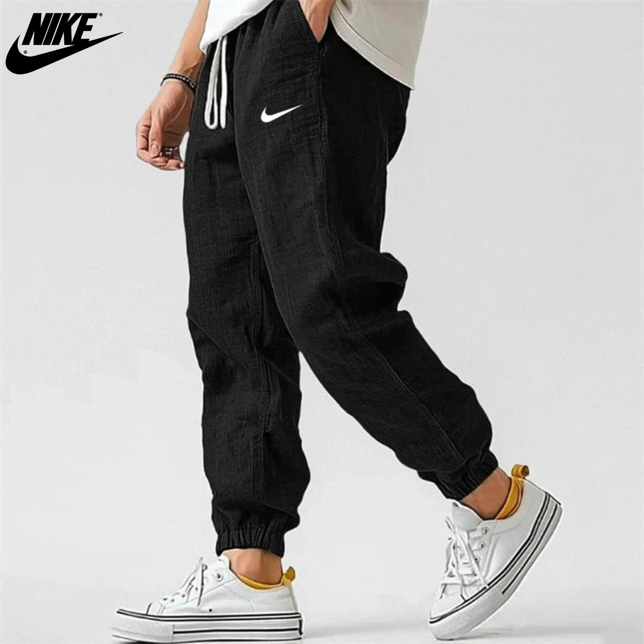Relaxed Fit Linne Joggerbyxor || Utförsäljning