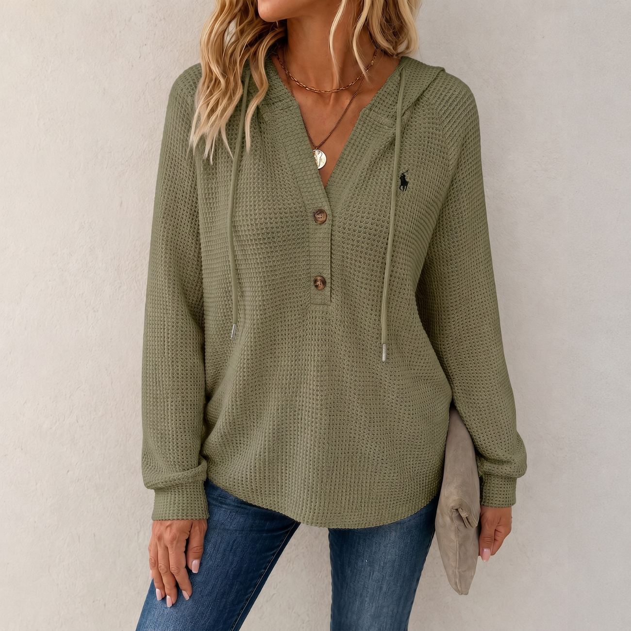 Mysig Vaffelmönstrad Pullover - Utförsäljning