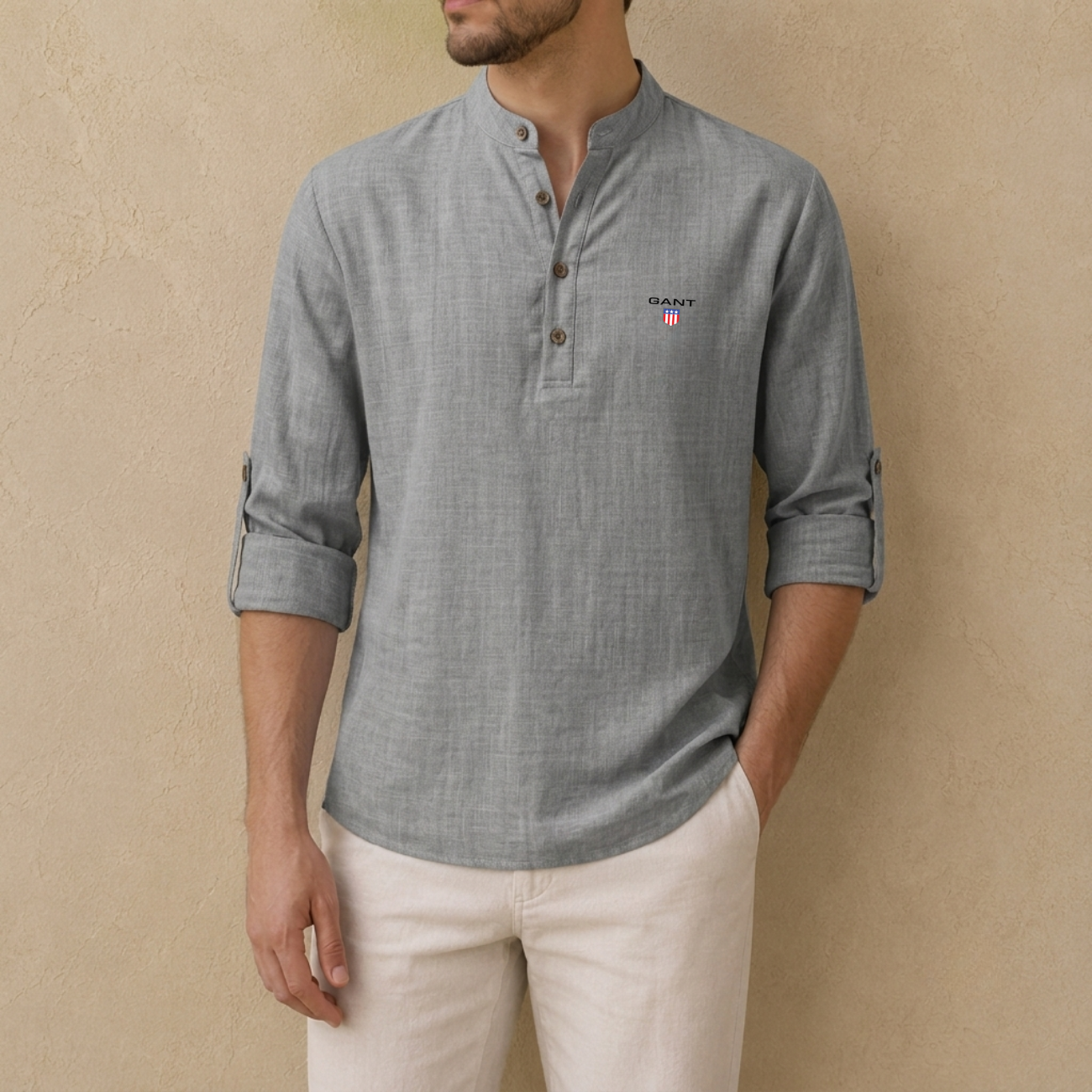 Linen Henley Skjorta - Utförsäljning