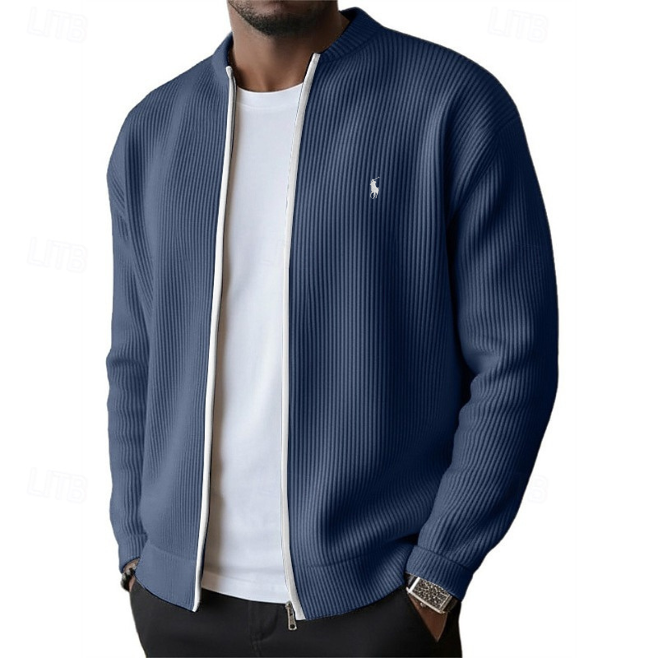 2026 Herrens Ribbade Zip-Up Tröja - Utförsäljning