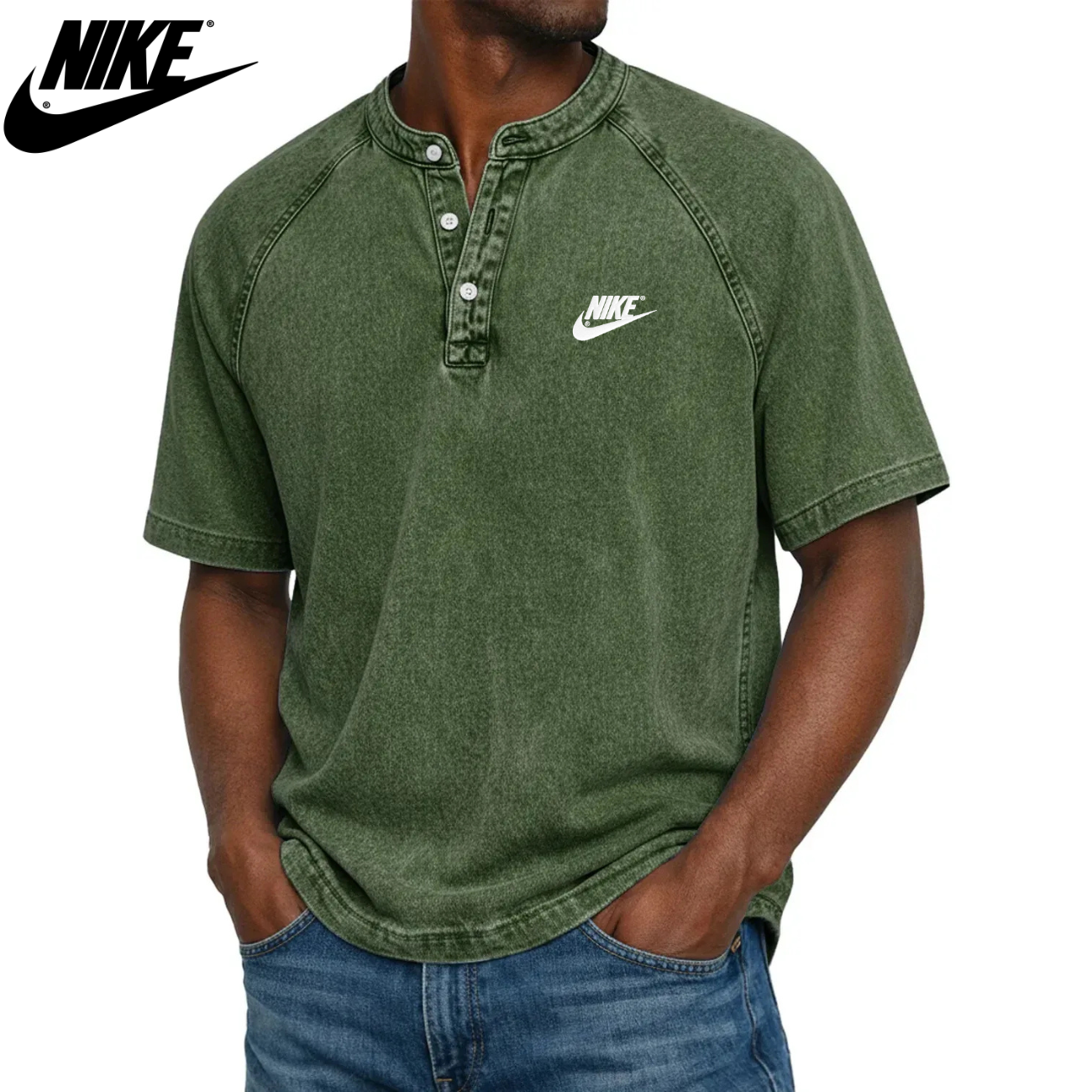 Klassisk Knapp-Hals Henley T-shirt || Utförsäljning