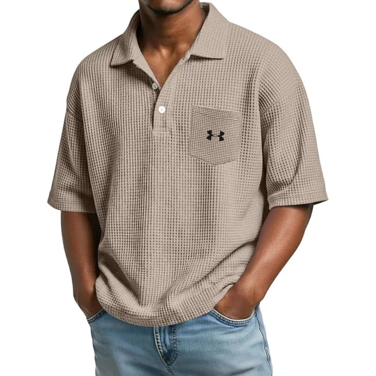 Texturerad Kortärmad Polo - Utförsäljning