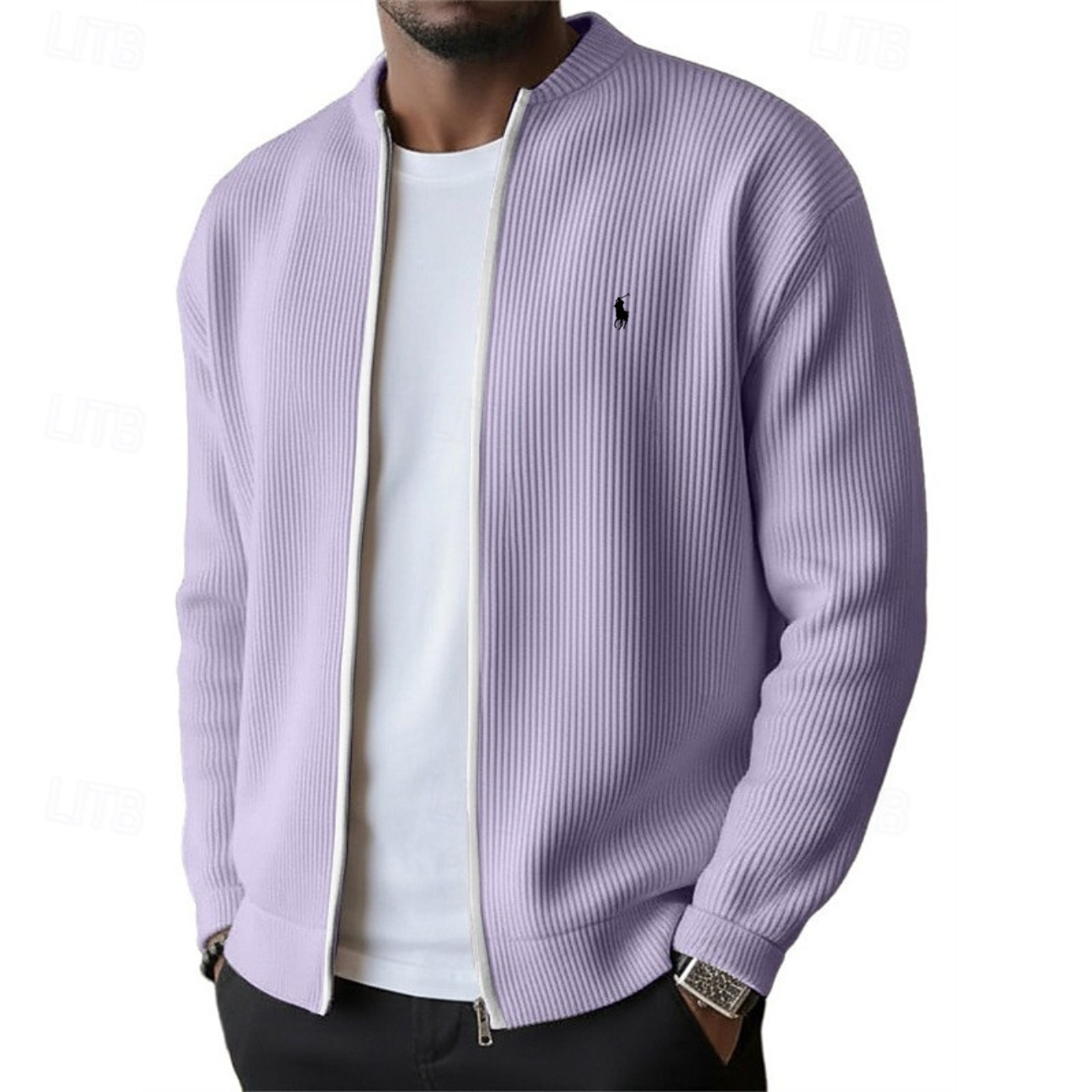 2026 Herrens Ribbade Zip-Up Tröja - Utförsäljning