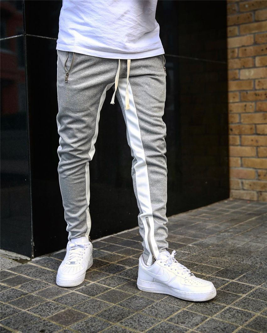 Tvåfärgade Joggingbyxor med Dragkedjor - Streetwearstil