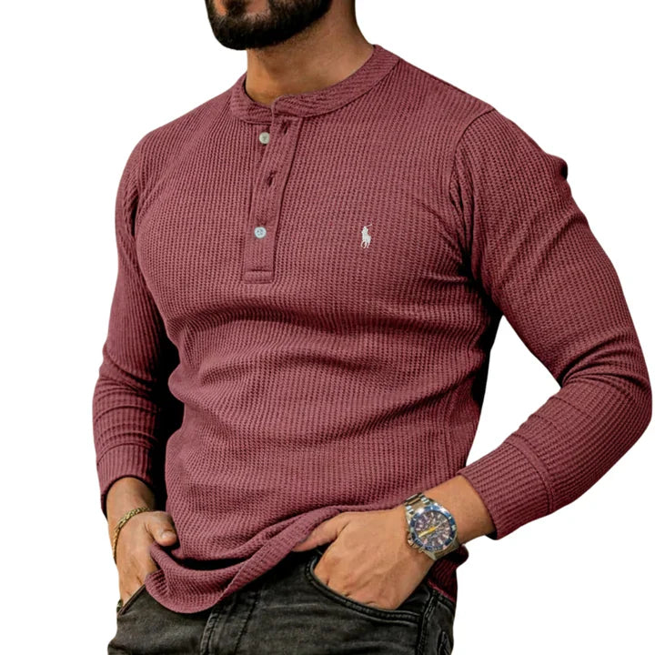 Casual Henley Långärmad Tröja - REA UTGÅENDE VAROR