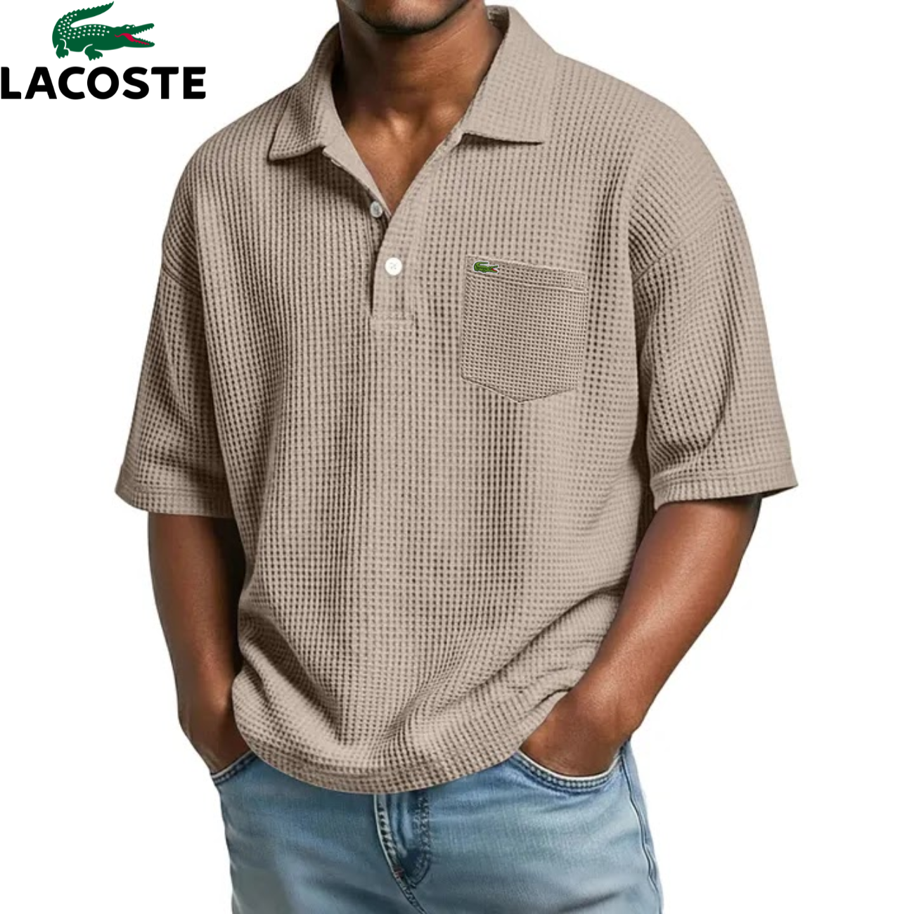 Texturerad Kortärmad Polo || Utförsäljning