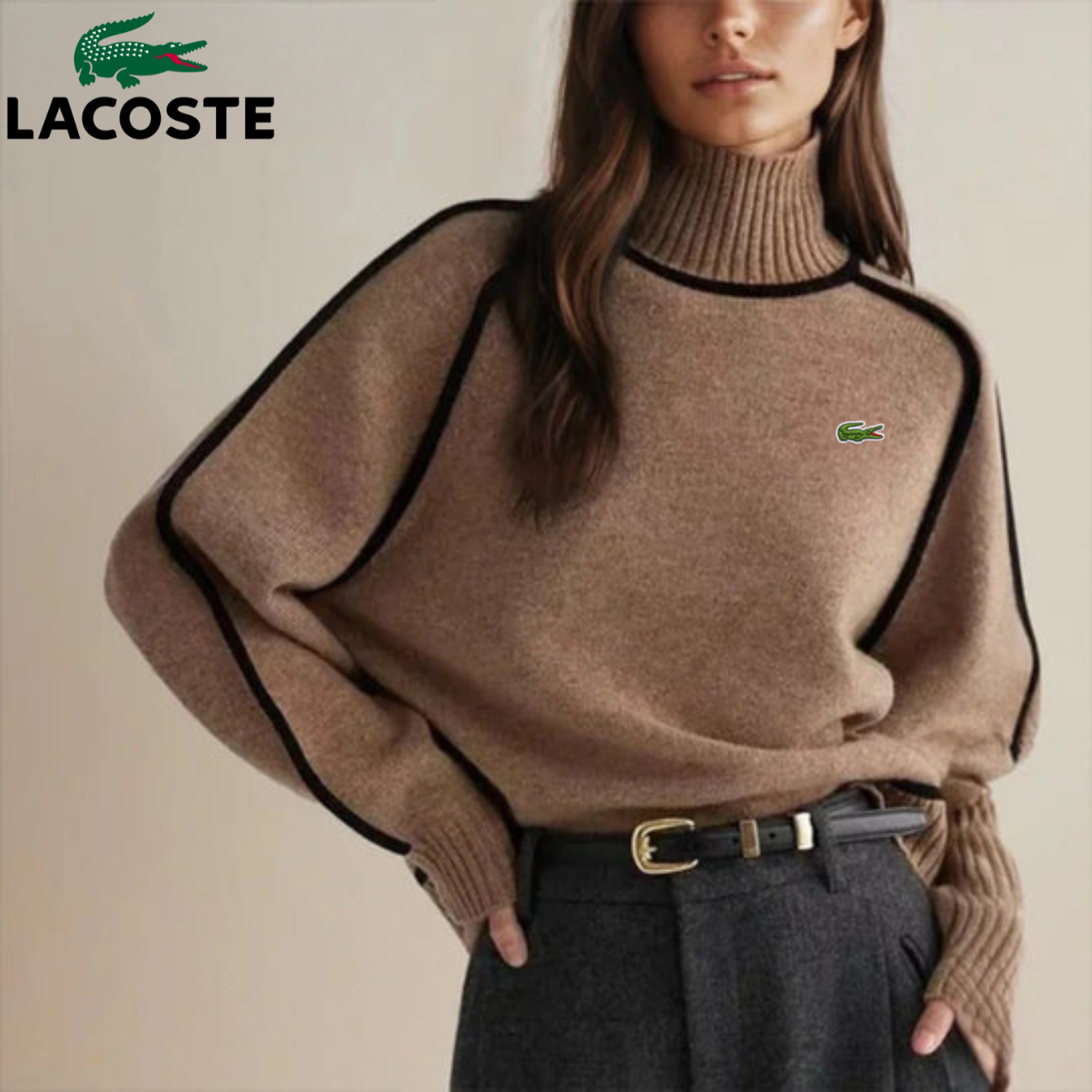 Elegant Kontraststickad Polotröja || Utförsäljning