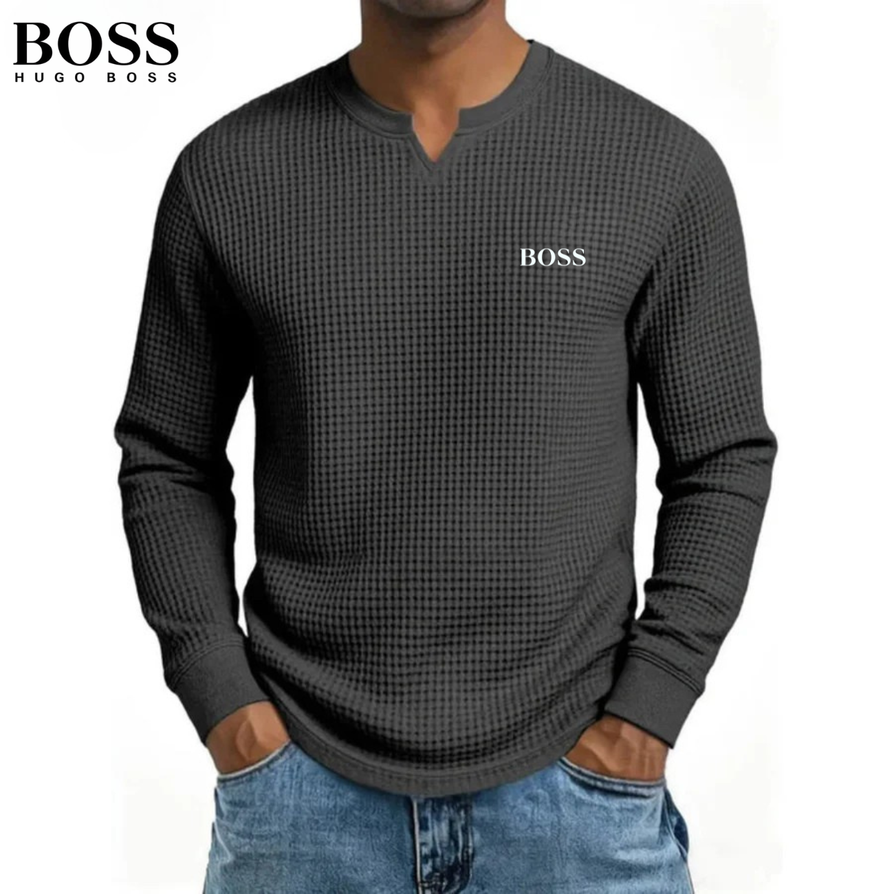 2026 Våffelstickad tröja i smart casual-stil || Begränsad Upplaga