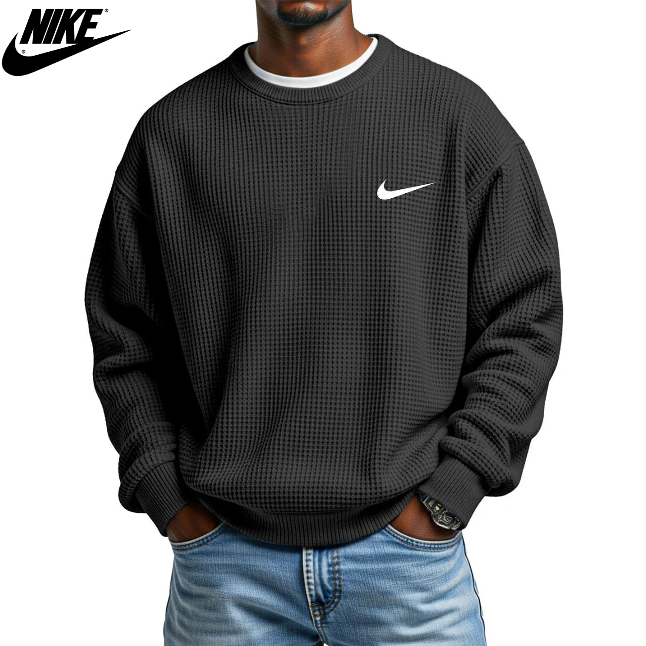 2026 Stickad Crewneck Sweatshirt – Utförsäljning