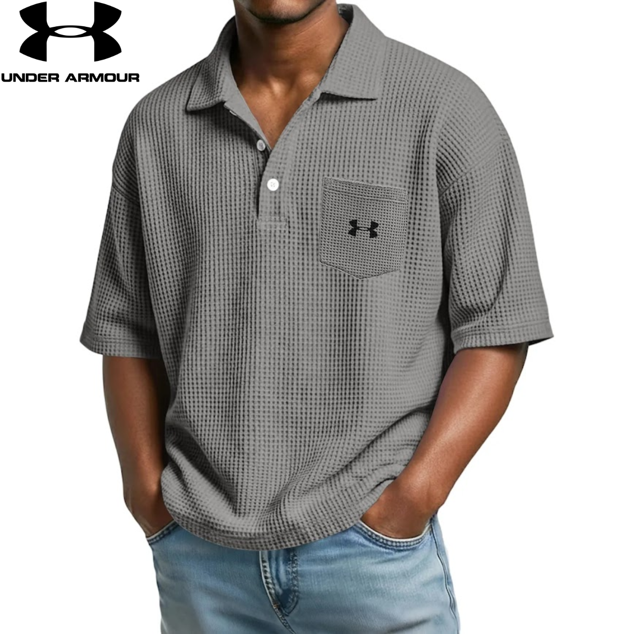Texturerad Kortärmad Polo || Utförsäljning