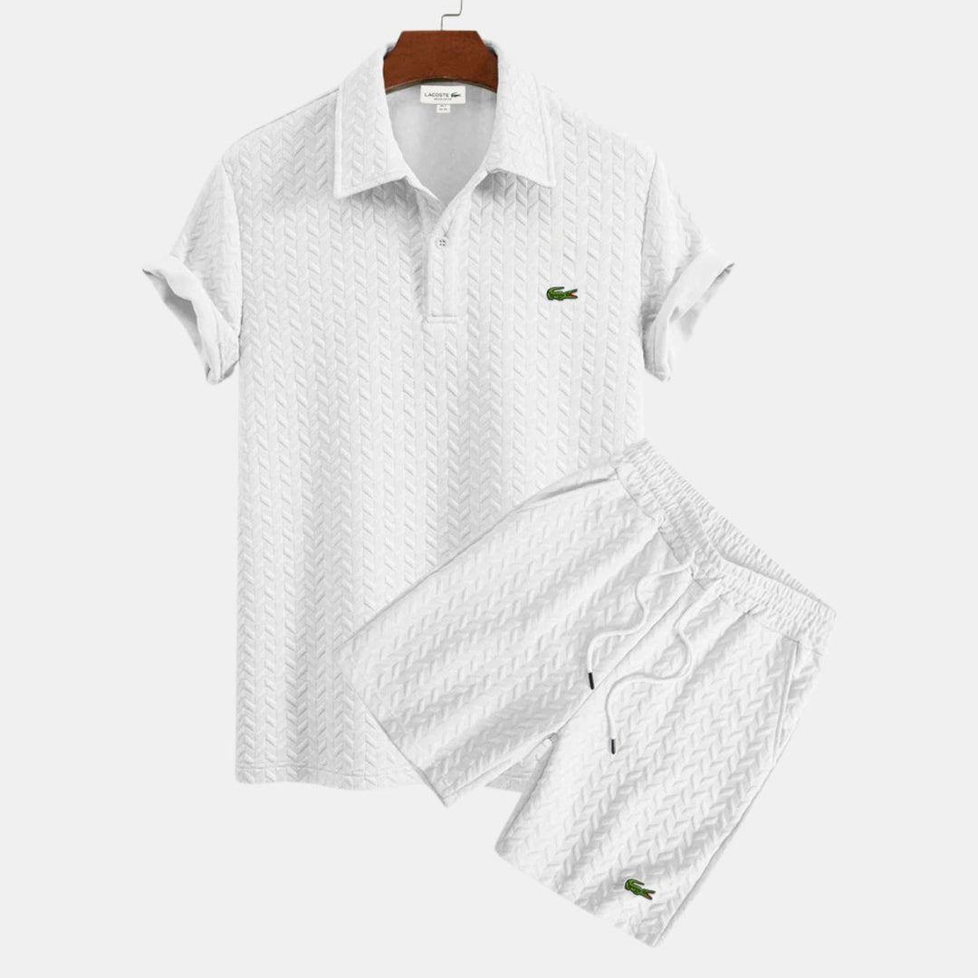 Strukturerad Pikétröja och Shorts Set - UTFÖRSÄLJNING
