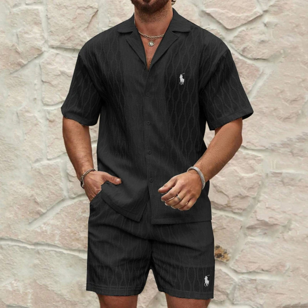 Sommarset med Texturerad Skjorta & Shorts - LAGERRRENSNINGSPRIS