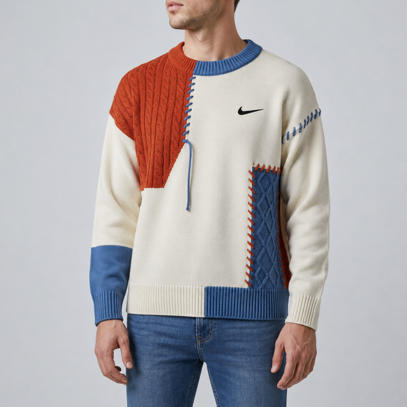 Casual Patchwork Tröja - Utförsäljning