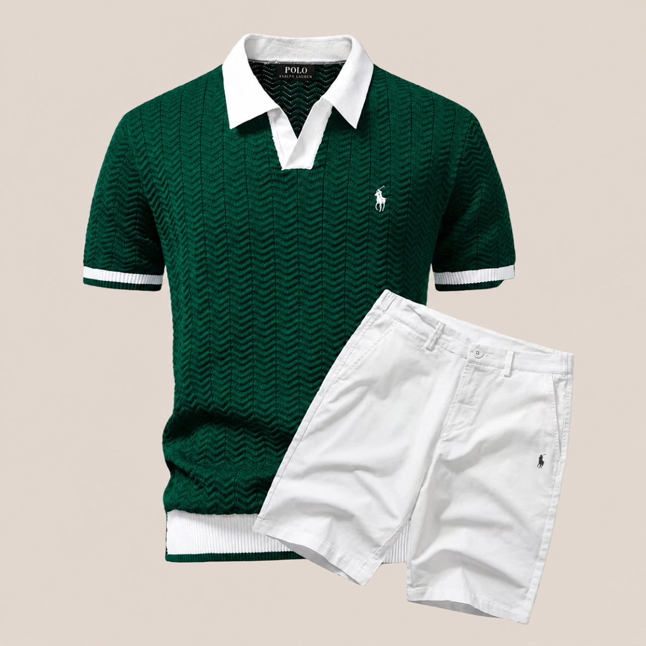 Klassiskt Stickad Polo-set - Utförsäljning