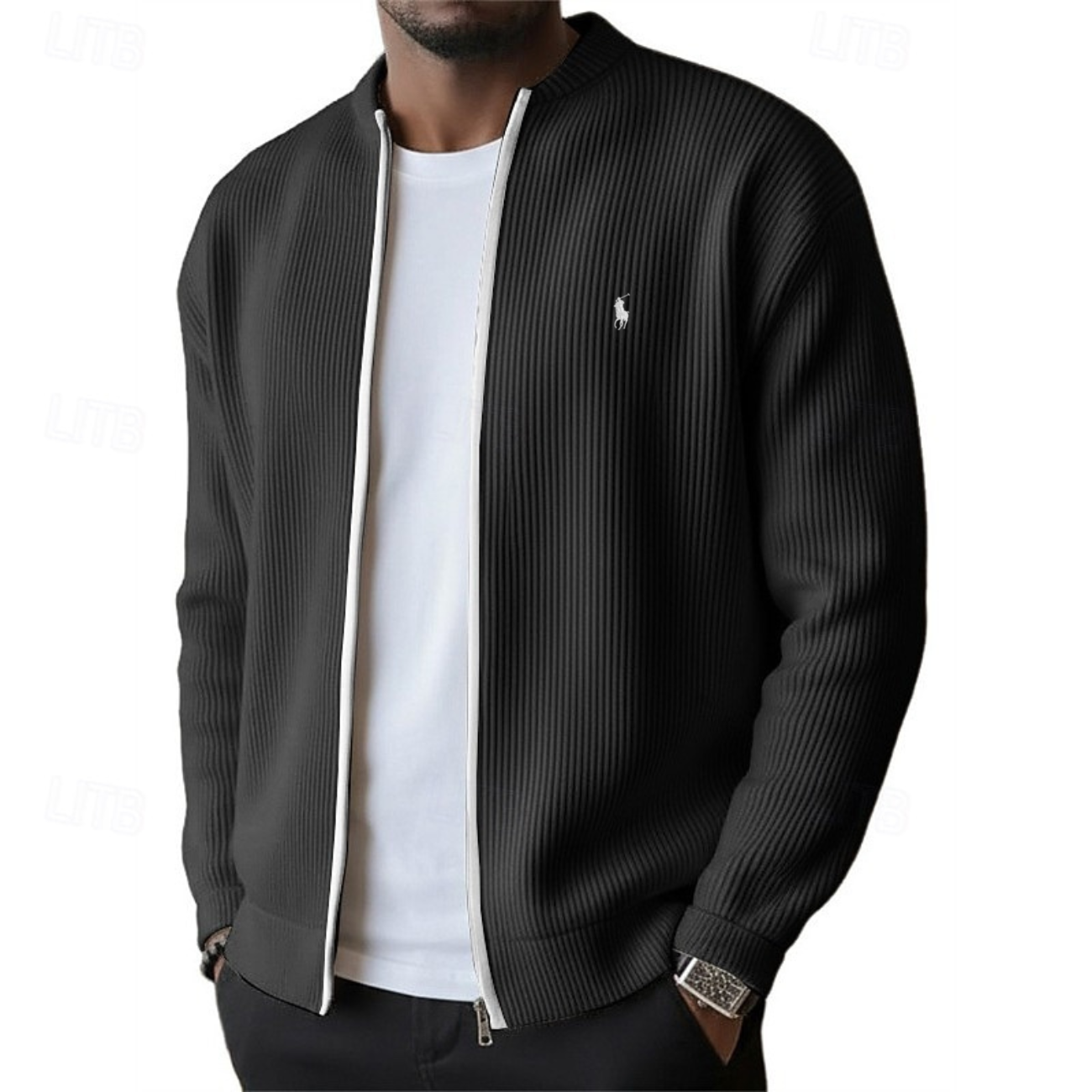 2026 Herrens Ribbade Zip-Up Tröja - Utförsäljning