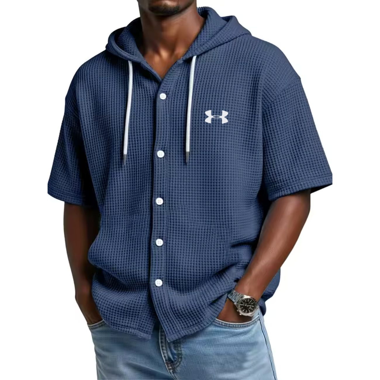 Waffelstickad Hybrid Performance Hoodie - Utförsäljning