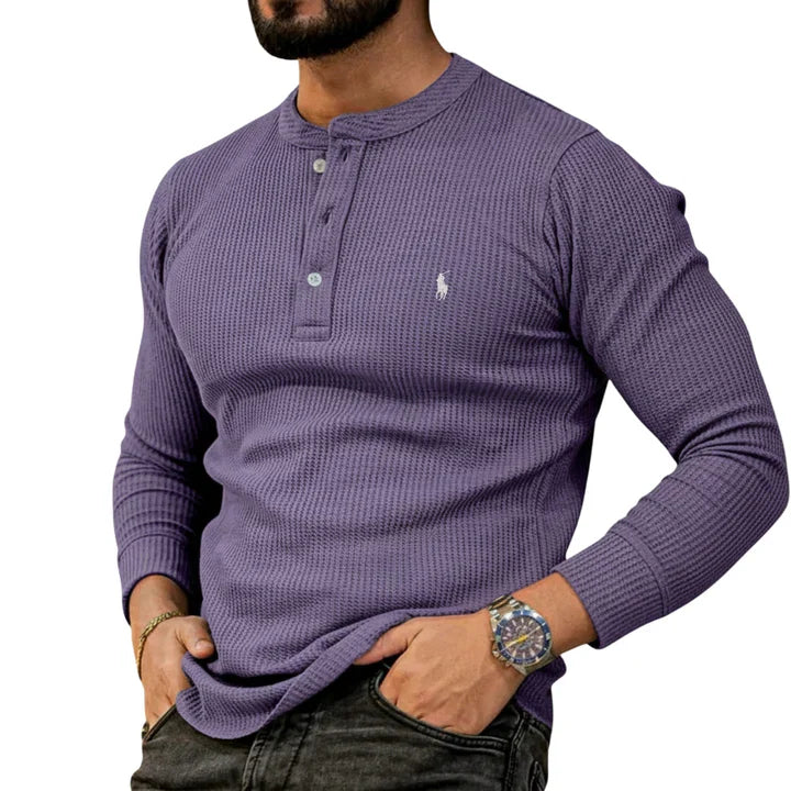 Casual Henley Långärmad Tröja - REA UTGÅENDE VAROR