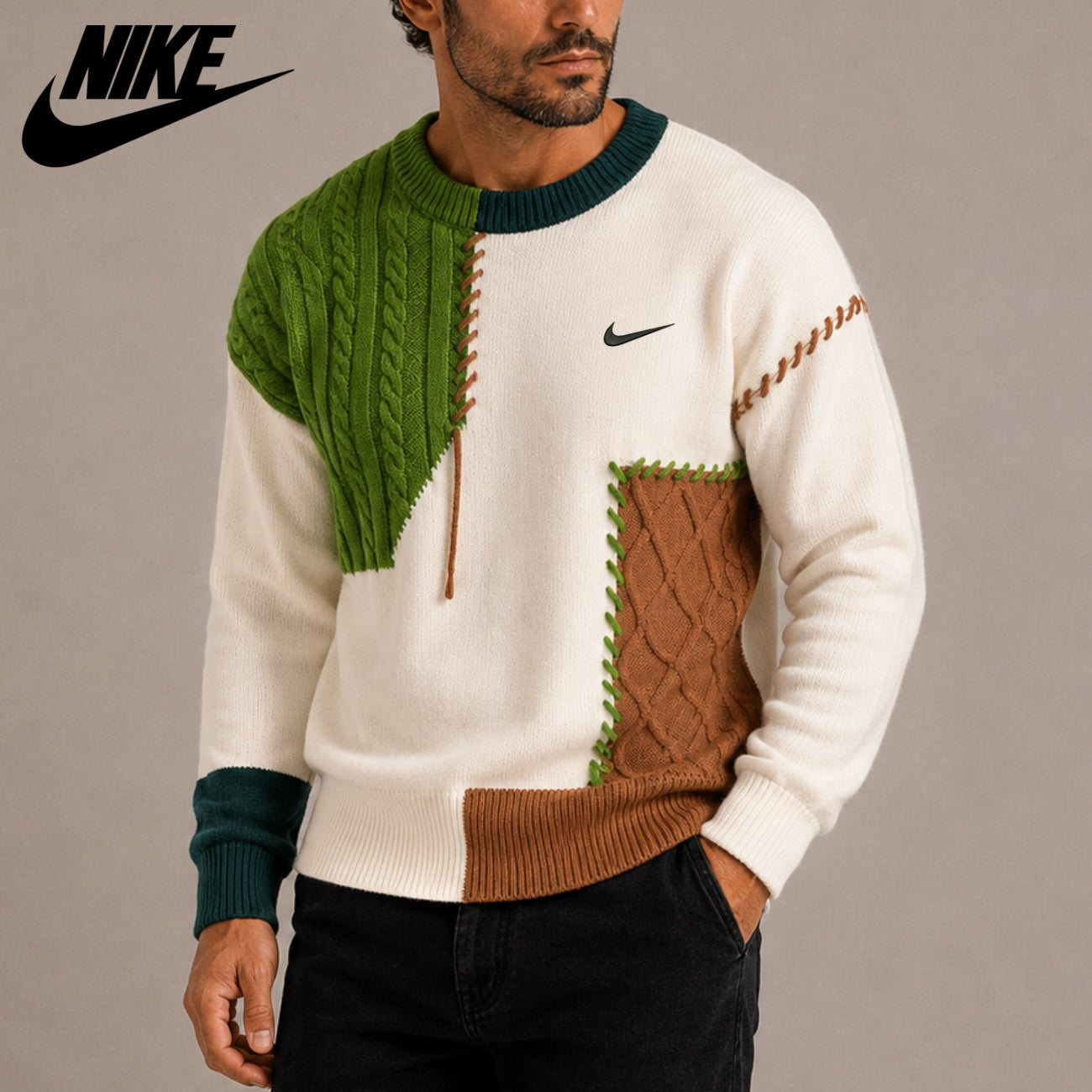 Colorblock Stickad Tröja || Utförsäljning