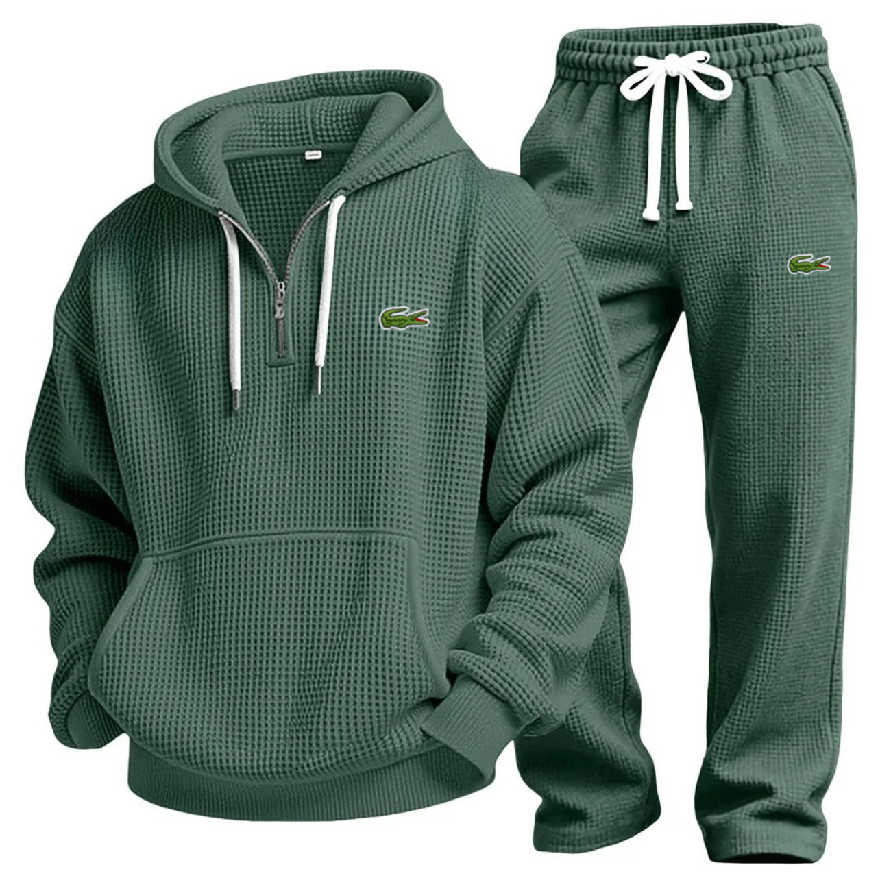 Prestandaset med Våffelstickad Hoodie och Joggingbyxa - Utförsäljning