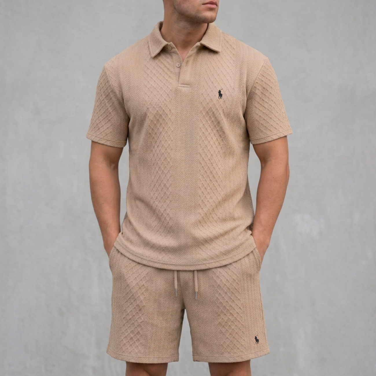 Stickad Pikétröja och Shorts Set - Utförsäljning