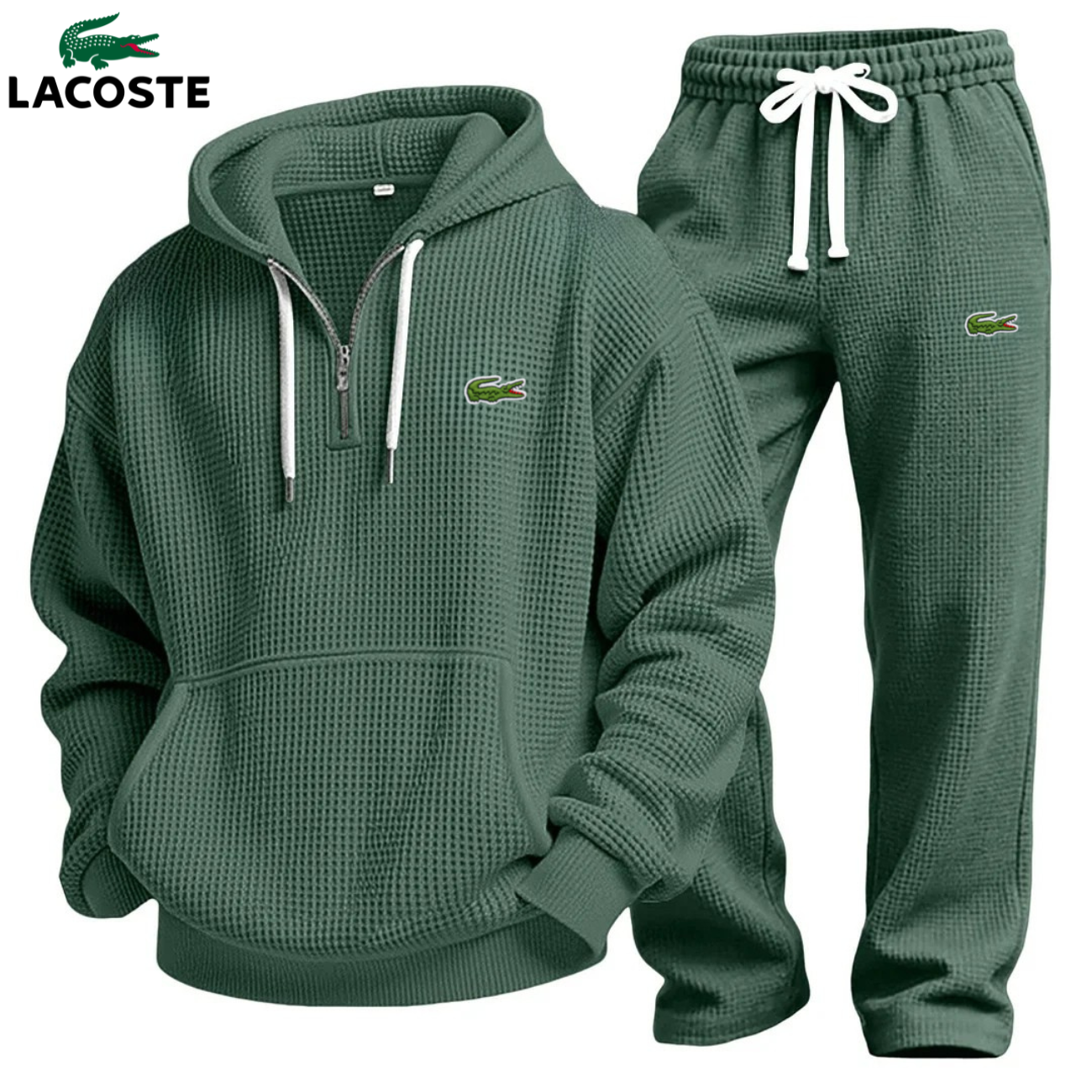 Prestandaset med Våffelstickad Hoodie och Joggingbyxa || Utförsäljning