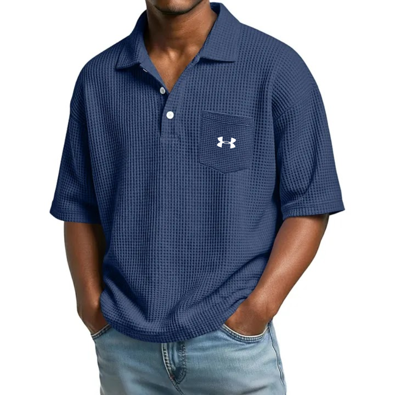 Texturerad Kortärmad Polo - Utförsäljning