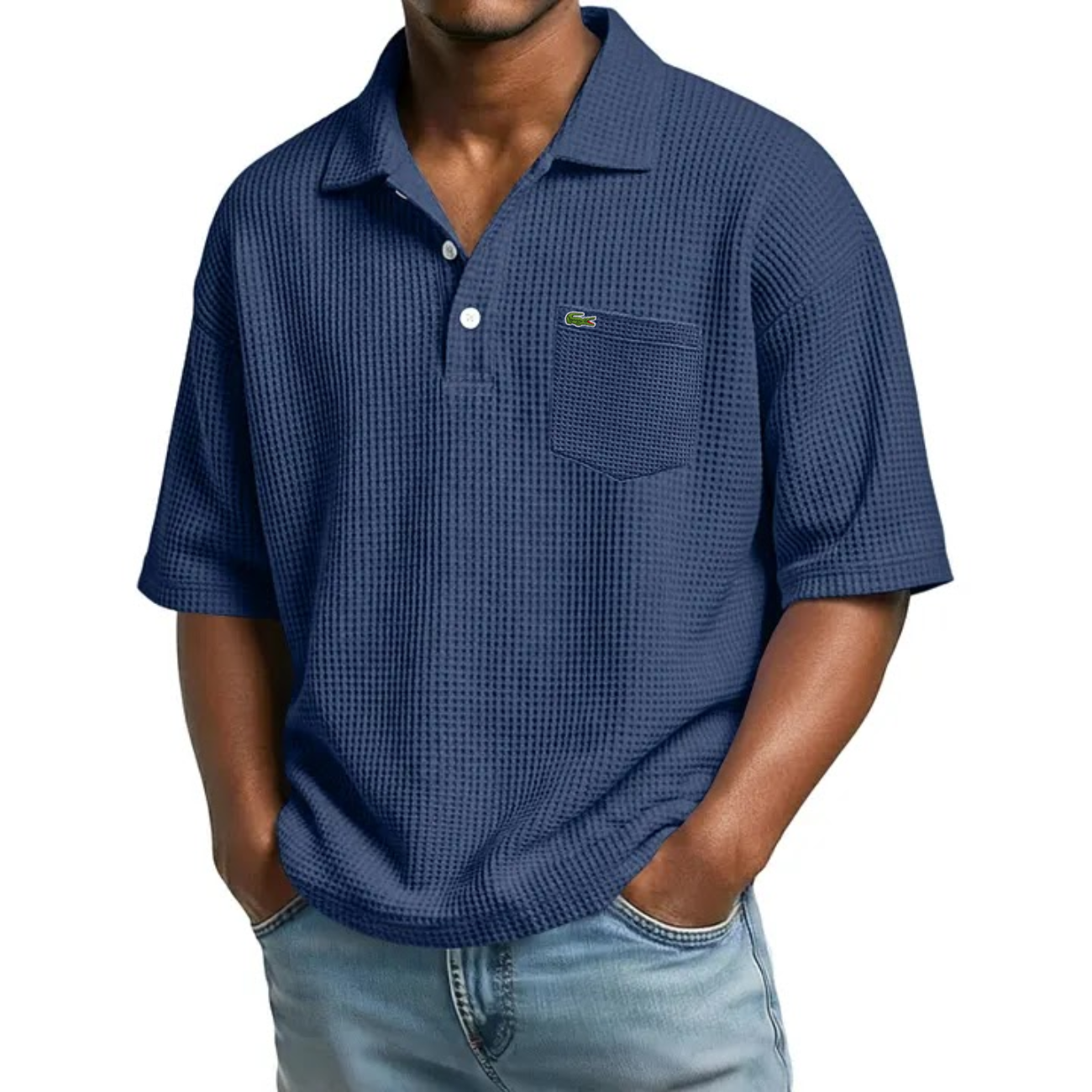 Texturerad Kortärmad Polo - Utförsäljning