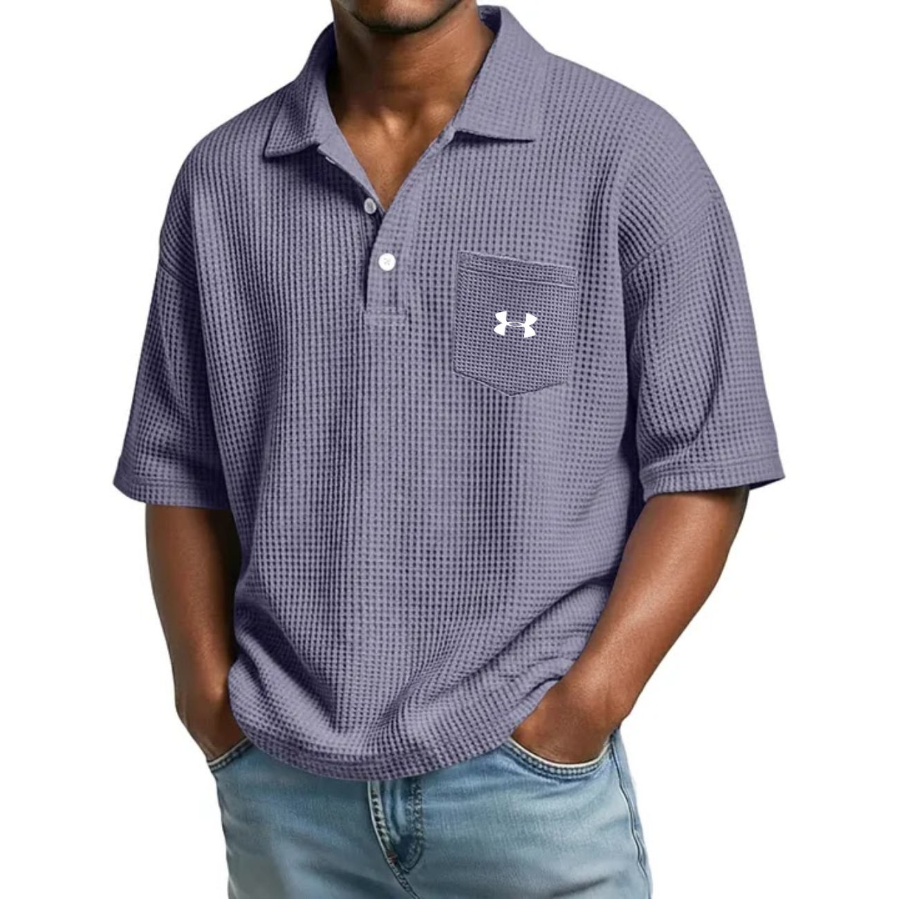 Texturerad Kortärmad Polo - Utförsäljning