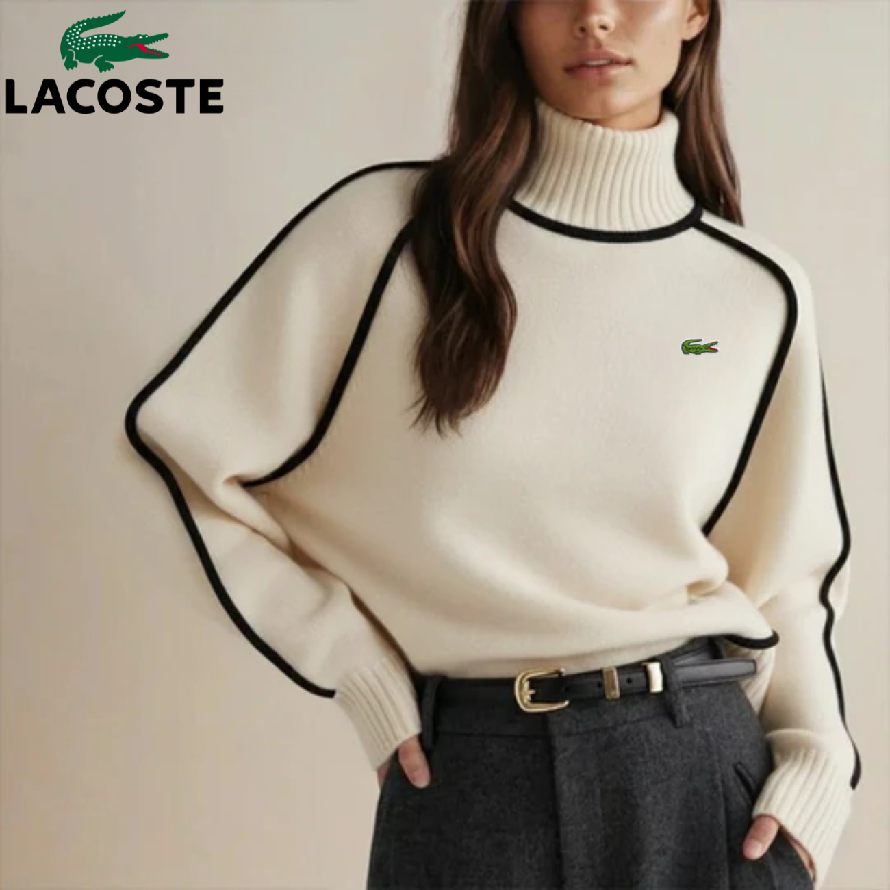 Elegant Kontraststickad Polotröja || Utförsäljning
