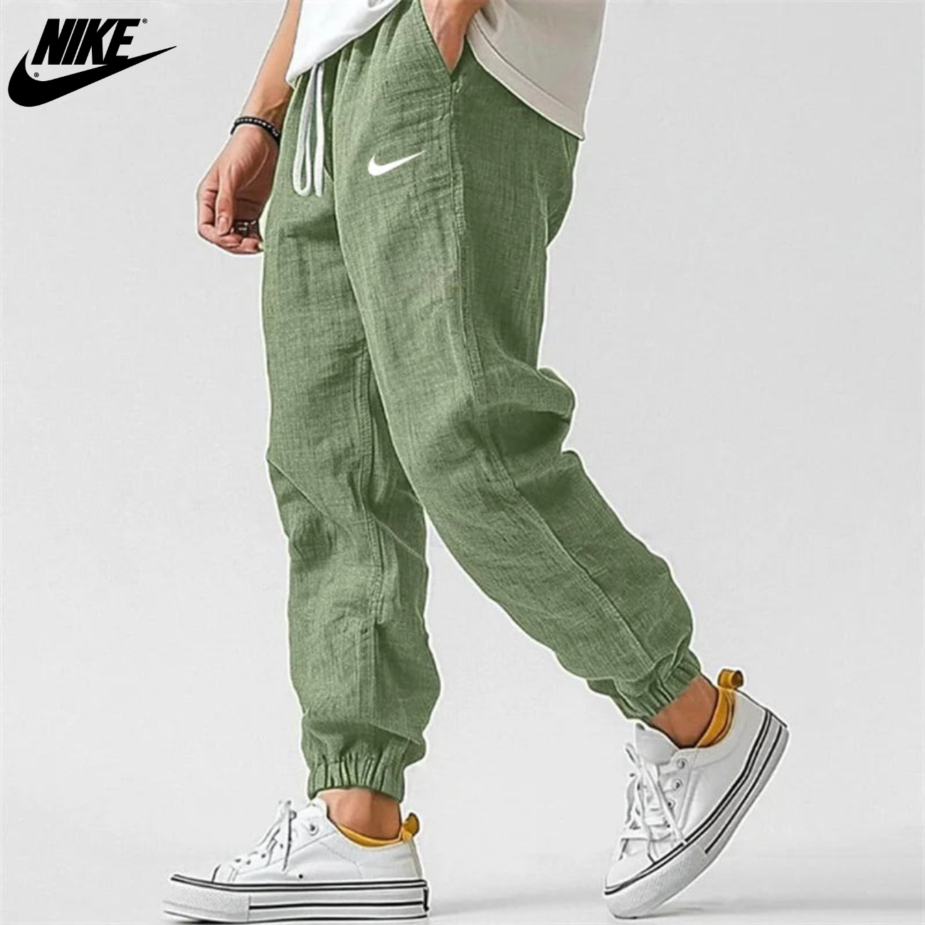 Relaxed Fit Linne Joggerbyxor || Utförsäljning