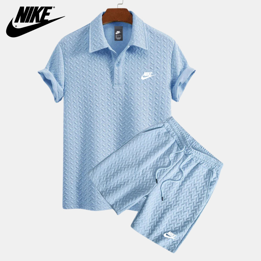 Texturerad Polo- och Shortsset || LAGERRRENSNINGSPRIS