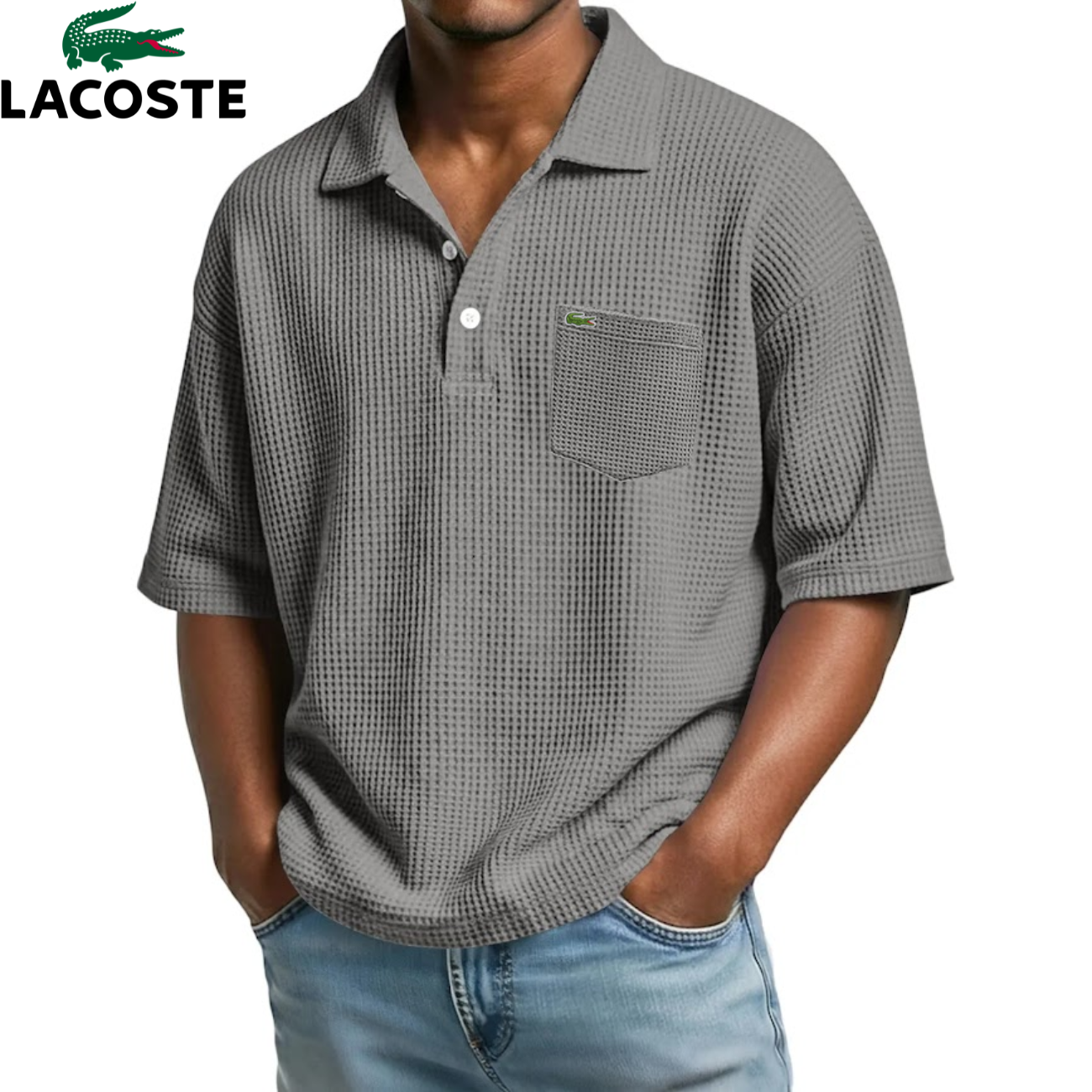 Texturerad Kortärmad Polo || Utförsäljning
