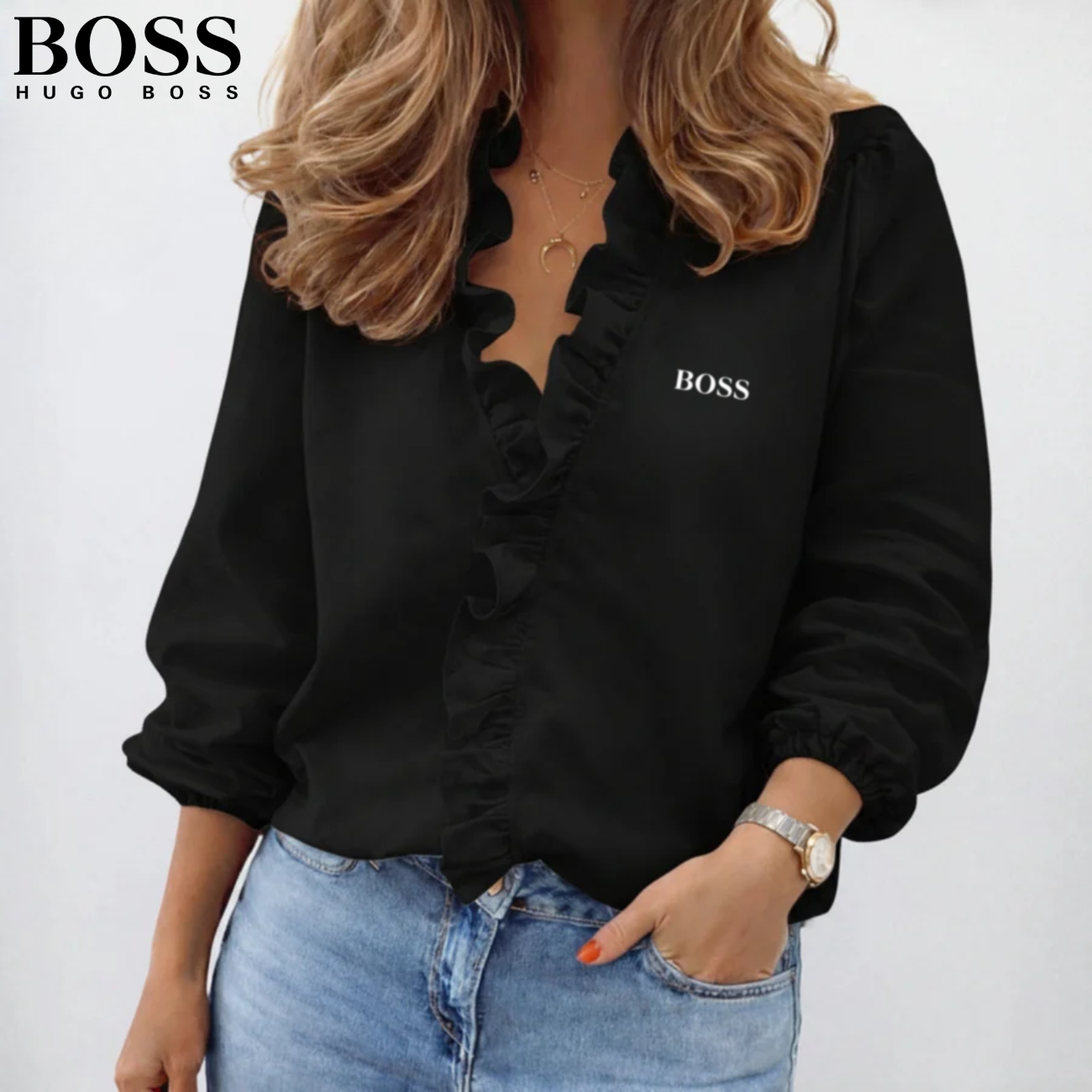 Elegant blus med volanger || UTFÖRSÄLJNING