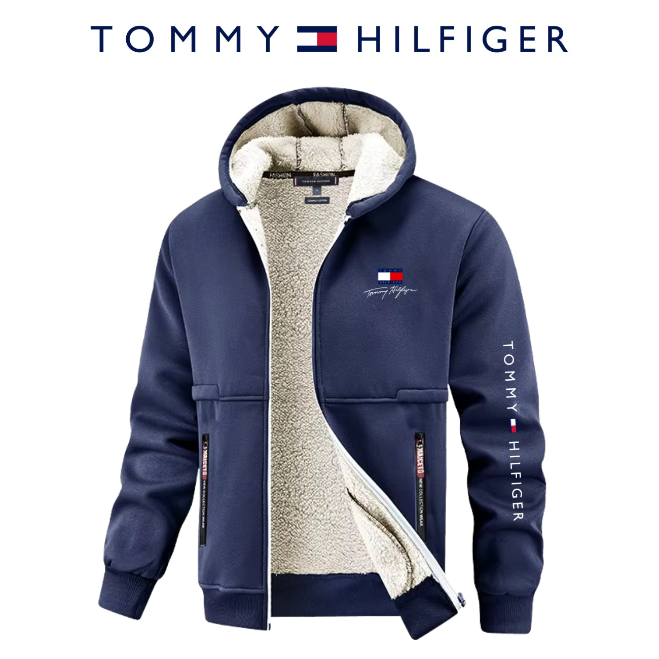 Zip-hoodie med sherpa-foder || Utförsäljning
