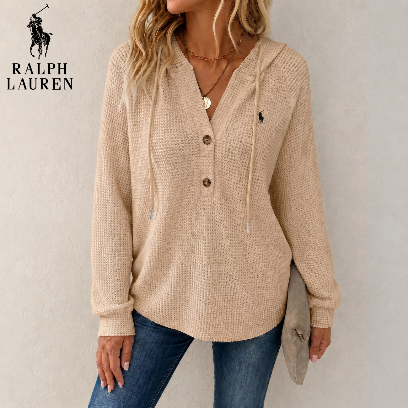 Mysig Vaffelmönstrad Pullover || Utförsäljning