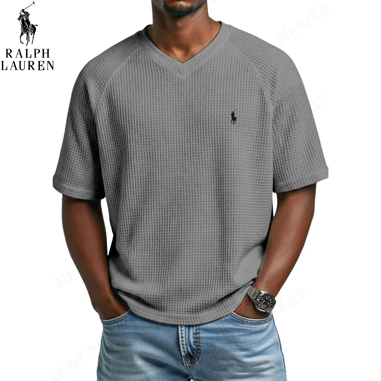 2026 Waffle Stickad V-ringad T-shirt || Utförsäljning