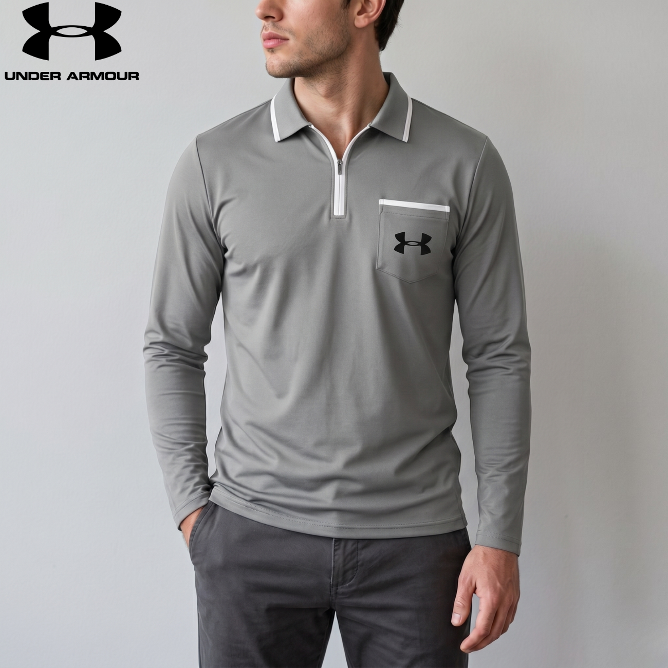 Quarter-Zip Långärmad Polo || Utförsäljning