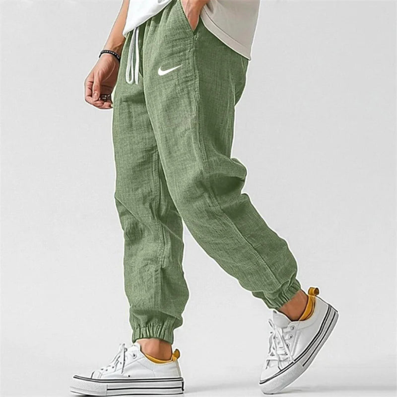 Relaxed Fit Linne Joggerbyxor - Utförsäljning